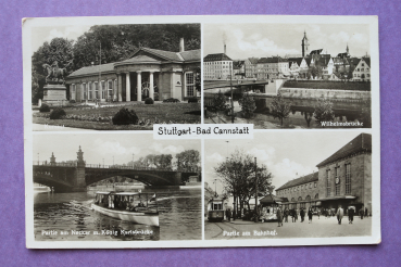 Ansichtskarte AK Stuttgart 1920 Bad Cannstatt Wilhelmsbrücke Kurzsaal Neckar König Karlsbrücke Bahnhof